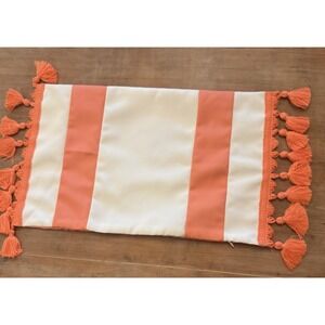 Frontgate Carroway Outdoor Pillow Cover‎ Guava 13x20 Tassel Stripe Lumbar Accent